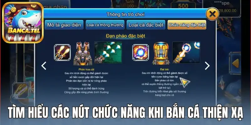 Tìm hiểu các nút chức năng khi bắn cá thiện xạ